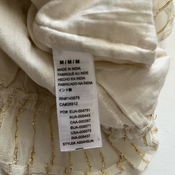 Amuse Society  Cream & Gold Ruffle Cop-top size Medium - Picture 3 of 5